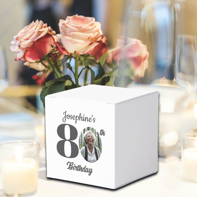 Bold 80th Birthday Party Photo  Favour Box (Creator Uploaded)