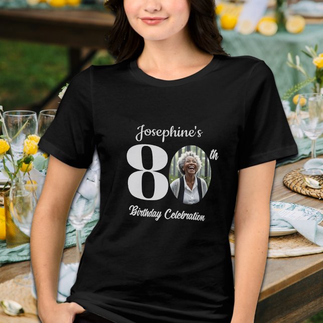 Bold 80th Birthday Photo Guests Tri-Blend Shirt (Creator Uploaded)