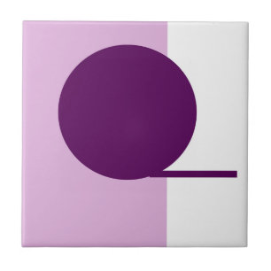 Bold Abstract Art Circle Purple Pink White Tile