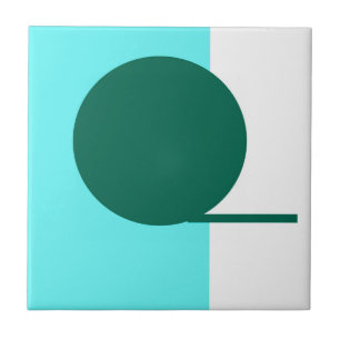 Bold Abstract Art Circle Turquoise Green White Tile