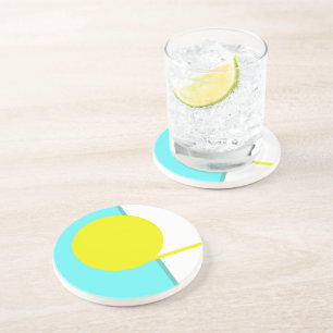 Bold Abstract Art Circle Turquoise Green Yellow Coaster
