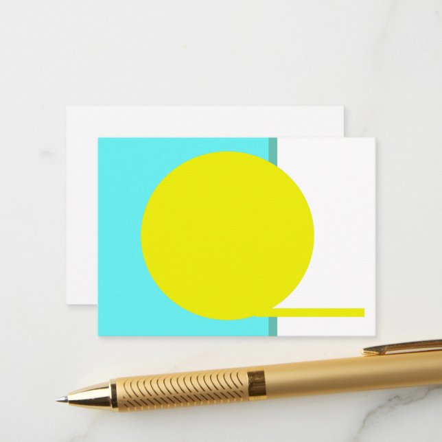 Bold Abstract Art Circle Turquoise Green Yellow Enclosure Card (Front/Back In Situ)