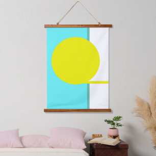 Bold Abstract Art Circle Turquoise Green Yellow Hanging Tapestry