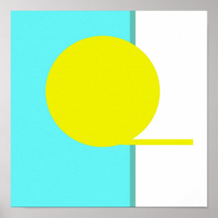 Bold Abstract Art Circle Turquoise Green Yellow Poster