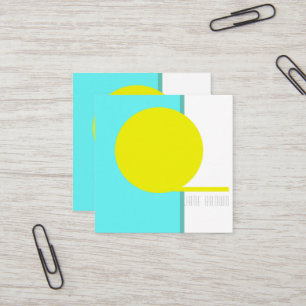 Bold Abstract Art Circle Turquoise Green Yellow Square Business Card