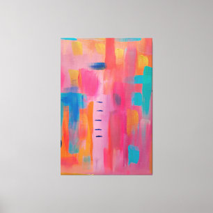 Bold Abstract Art in Pinks and Blues Canvas Print