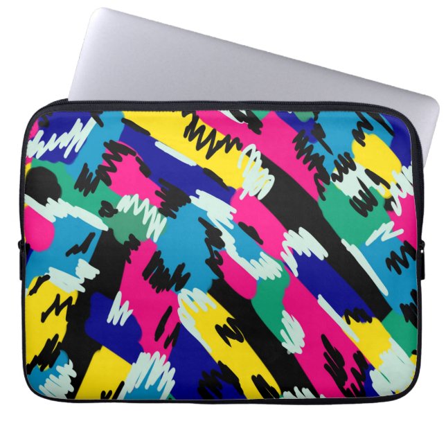 Bold Abstract Art in Primary Colours  Laptop Sleeve (Front)