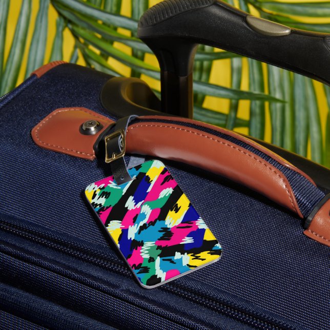 Bold Abstract Art in Primary Colours Luggage Tag (Front Insitu 1)