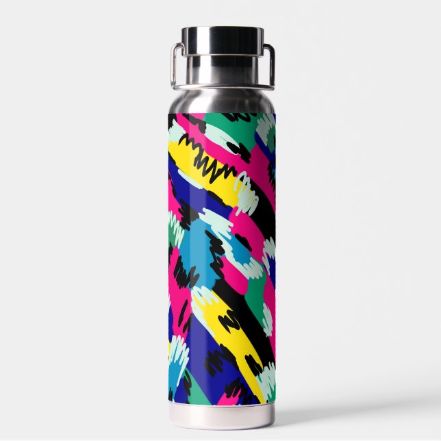 Bold Abstract Art in Primary Colours Water Bottle (Back)
