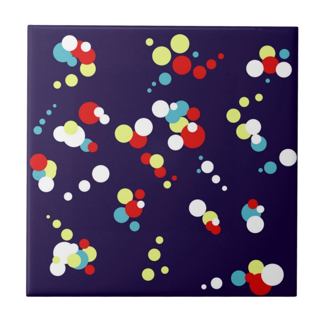 Bold Abstract Art Red Blue Yellow Circles Tile (Front)