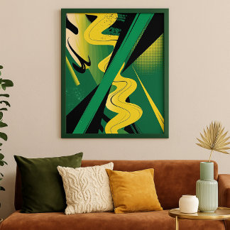 Bold Abstract Art with Waves & Dynamic Lines Poster