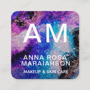*~* Bold Abstract Artsy GLITTER QR LOGO PHOTO  Square Business Card