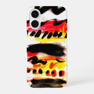 Bold Abstract Black Red Yellow Flowing Colours iPhone 16 Case