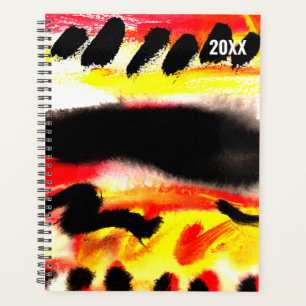 Bold Abstract Black Red Yellow Flowing Colours Planner