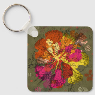 Bold Abstract Bloom Key Ring
