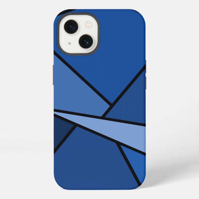Bold Abstract Blue Geometric Shapes iPhone Case (Back)
