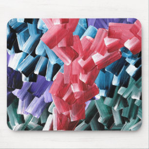 Bold Abstract Brush Strokes in Red and Blue Mouse Pad