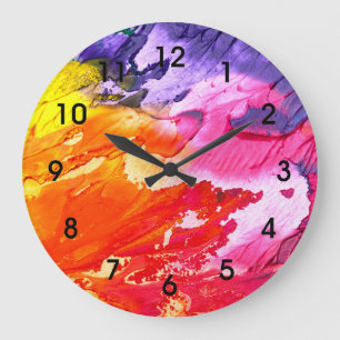 Bold Abstract Clock in Purple Red Pink Orange