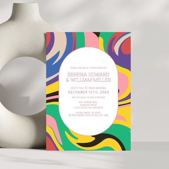 Bold Abstract Colourful Artsy Wedding  Invitation (Creator Uploaded)