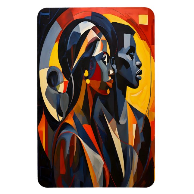 Bold Abstract Cubist Portrait Art Magnet (Vertical)