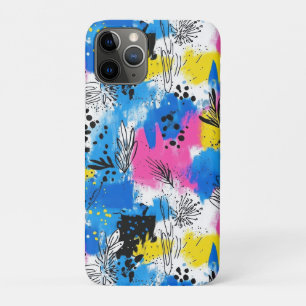 Bold Abstract Floral in Blue Pink and Yellow Case-Mate iPhone Case