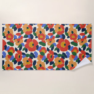 Bold Abstract Floral Pattern Beach Towel