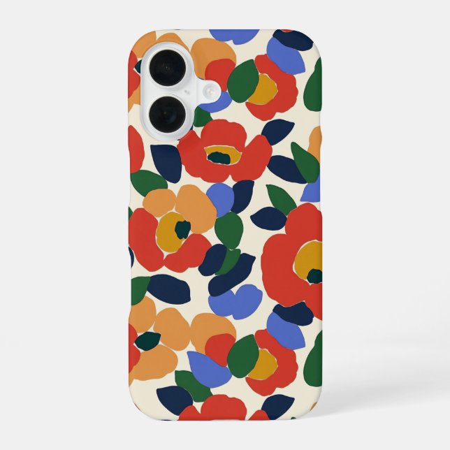 Bold Abstract Floral Pattern iPhone 16 Case (Back)
