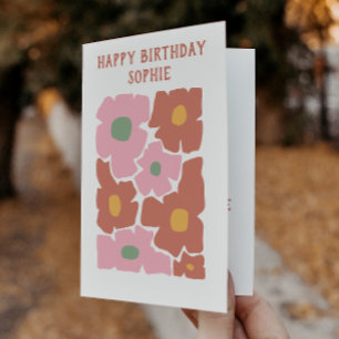 Bold Abstract Flower_ Modern Retro Floral Birthday Card