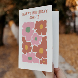 Bold Abstract Flower_ Modern Retro Floral Birthday Card