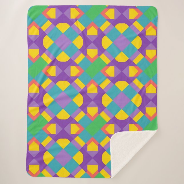 🎨 Bold Abstract Geometric Colour Block Design Sherpa Blanket (Front)