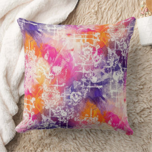 Bold Abstract Geometric - Grunge Brush Texture (4) Cushion
