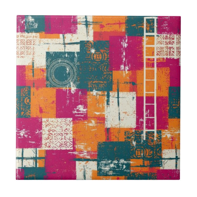 Bold Abstract Geometric - Grunge Brush Texture Tile (Front)