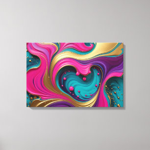 Bold Abstract Heart Swirl – Modern Colourful Art Canvas Print