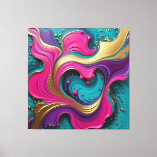 Bold Abstract Heart Swirl – Modern Colourful Art Canvas Print