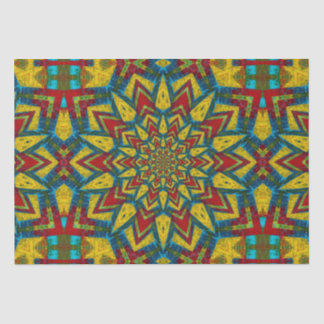 Bold Abstract Hippie Red Yellow Blue Ethnic Tribal Tissue Paper