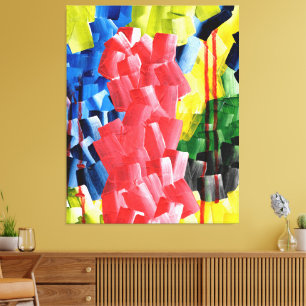 Bold Abstract in Red, Blue, Yellow, and Green Canvas Print