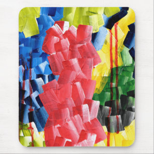 Bold Abstract in Red, Blue, Yellow, and Green Mouse Pad