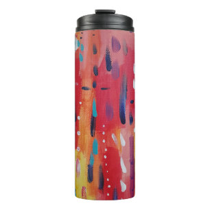 Bold Abstract in Red Orange and Yellow Thermal Tumbler