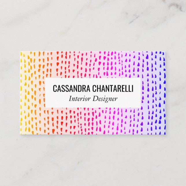 Bold Abstract Ink Dots Rainbow Chic Colourful Business Card (Front)