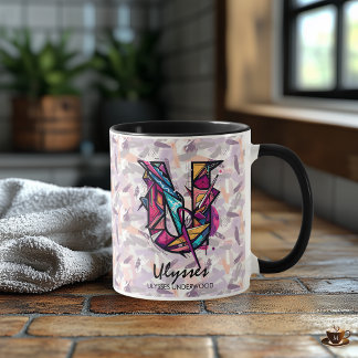 Bold Abstract Monogram Mug - U for Ulysses