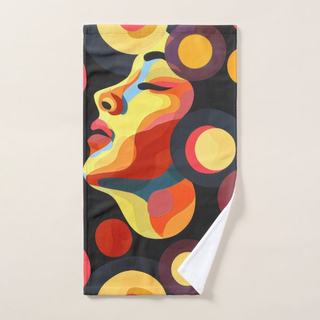 Bold abstract orange yellow bath towel set (Hand Towel)