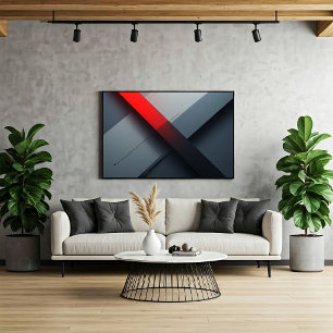 Bold Abstract Red and Grey Geometric Canvas Print