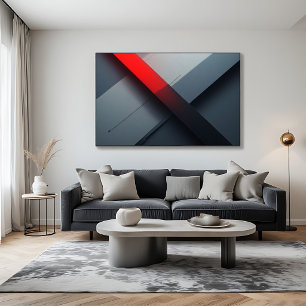 Bold Abstract Red and Grey Geometric Poster
