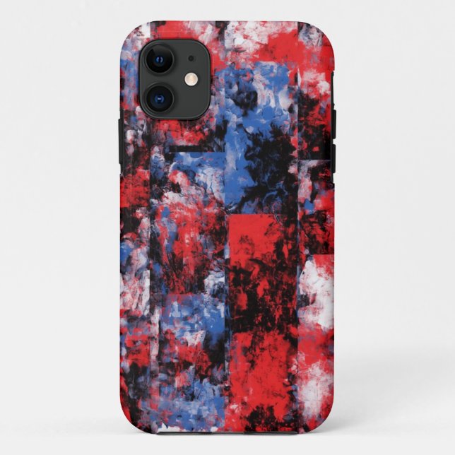 Bold Abstract Red & Blue iPhone 11 Case (Back)