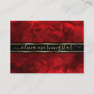 Bold Abstract Scarlet Red Watercolor Business Card