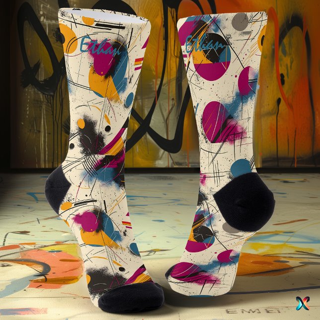 Bold Abstract Socks in Magenta, Orange, and Teal (Creator Uploaded)