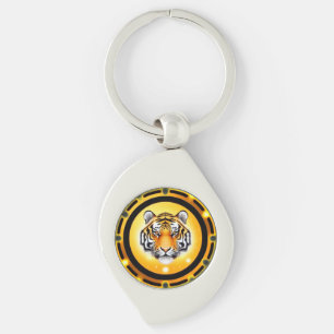 Bold Abstract Tiger Illustration Key Ring