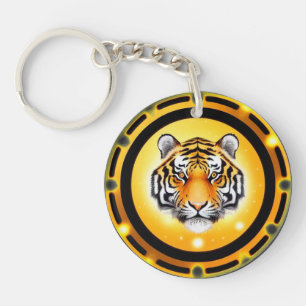 Bold Abstract Tiger Illustration Key Ring