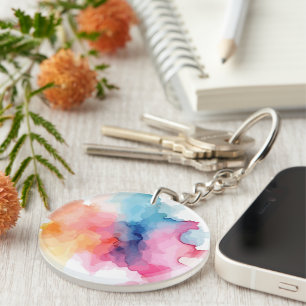 Bold Abstract Watercolor Acrylic Keychain