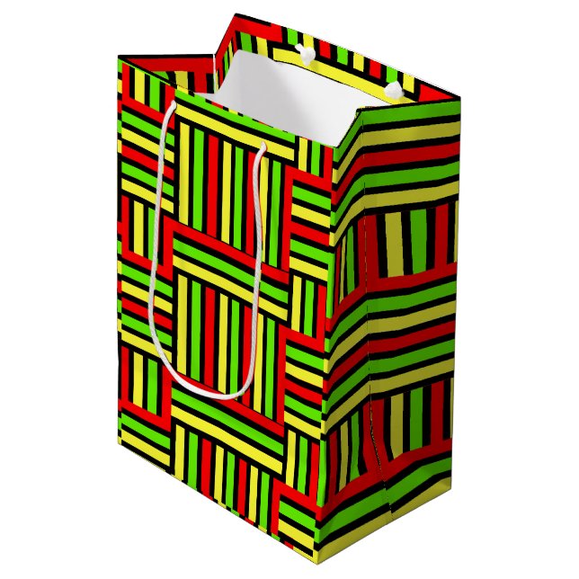 Bold African-Inspired Geometric Gift Bag (Front Angled)